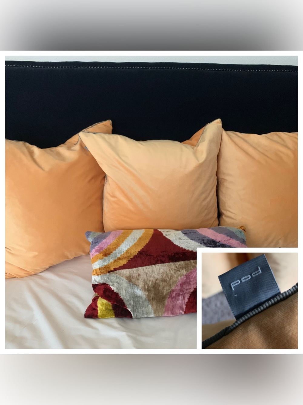 Pod Custom Mango Melon Velvet Euro Down Pillows - Set of 3